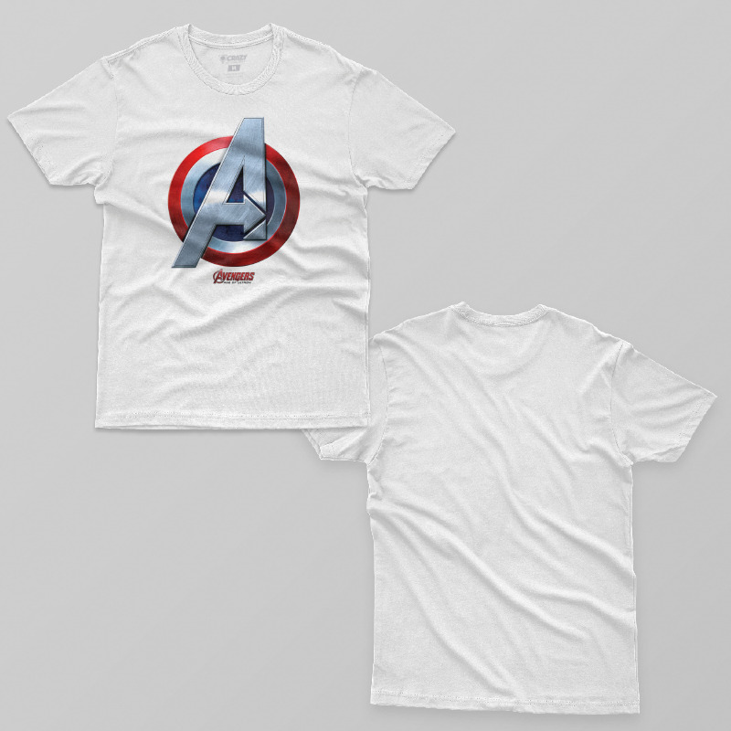 TSEC067406, Crazy, Avengers Logo Captain America, Baskılı Erkek Tişört