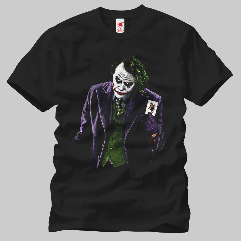 TSEC068501, Crazy, Joker Showing His Card, Baskılı Erkek Tişört