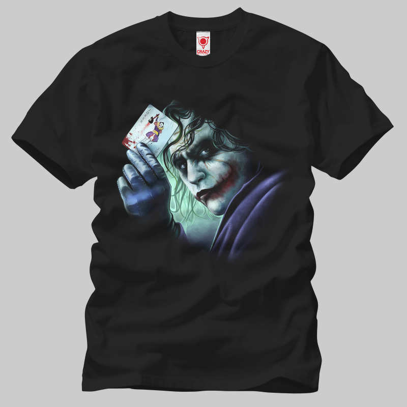 TSEC068601, Crazy, Joker Bloody Card, Baskılı Erkek Tişört