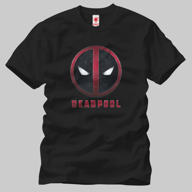 TSEC074901, Crazy, Deadpool: Grunge Logo, Baskılı Erkek Tişört