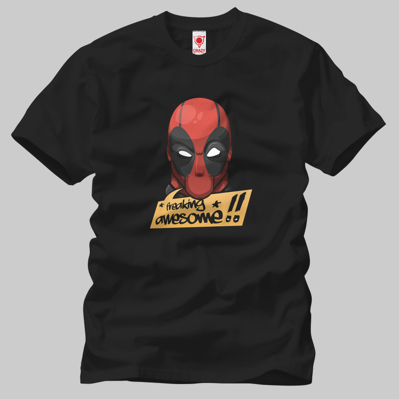TSEC075201, Crazy, Deadpool: Freaking Awesome, Baskılı Erkek Tişört