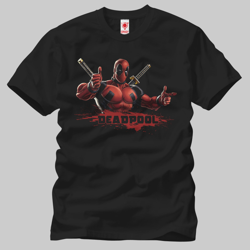 TSEC075301, Crazy, Deadpool: Splash, Baskılı Erkek Tişört