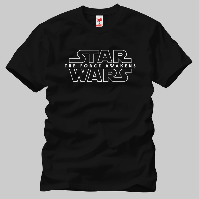 TSEC078701, Crazy, Star Wars: Force Awakens Logo Bw, Baskılı Erkek Tişört