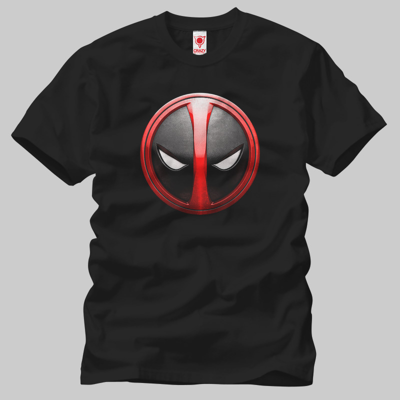 TSEC079901, Crazy, Deadpool Logo, Baskılı Erkek Tişört