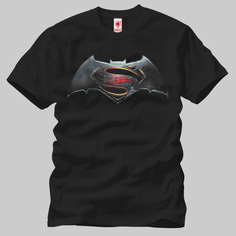TSEC081601, Crazy, Superman vs Batman Logo, Baskılı Erkek Tişört