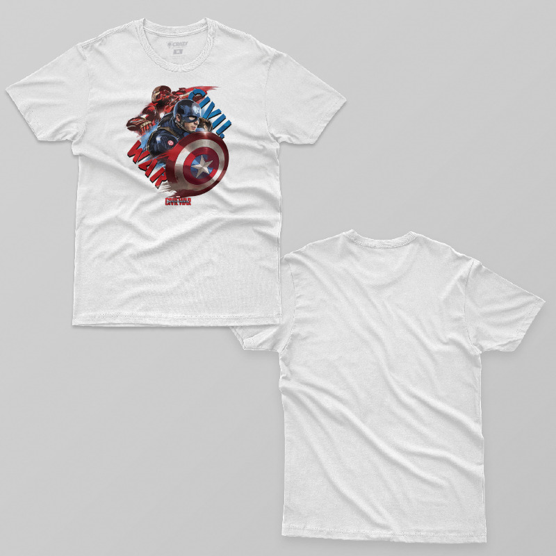 TSEC113706, Crazy, Iron Man And Captain America In Motion, Baskılı Erkek Tişört