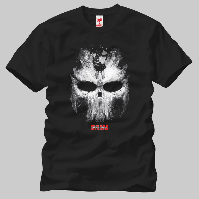 TSEC112901, Crazy, Civil War Cross Bones Mask, Baskılı Erkek Tişört