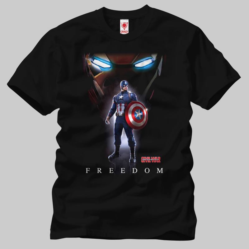 TSEC111201, Crazy, Captain America Freedom, Baskılı Erkek Tişört
