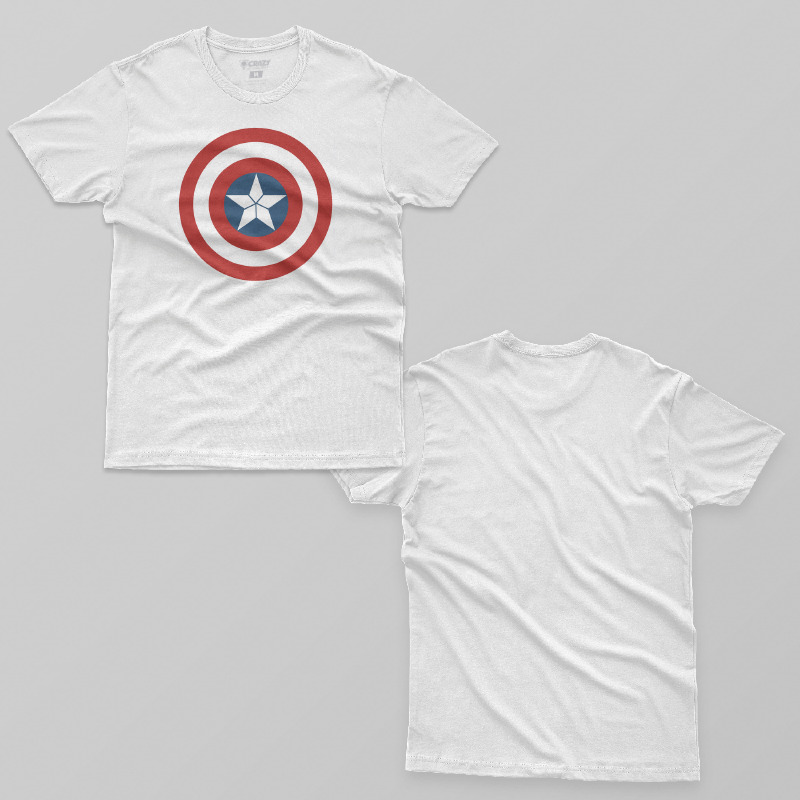 TSEC111606, Crazy, Captain America Flat Color Shield, Baskılı Erkek Tişört