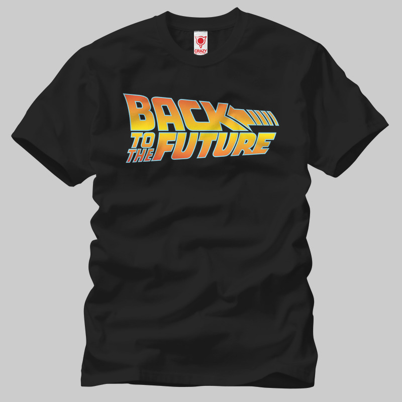 TSEC091801, Crazy, Back To The Future Logo, Baskılı Erkek Tişört