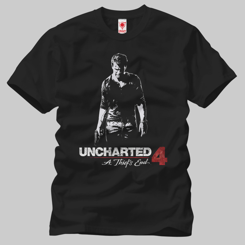 TSEC092901, Crazy, Uncharted 4 Thief Shadow, Baskılı Erkek Tişört