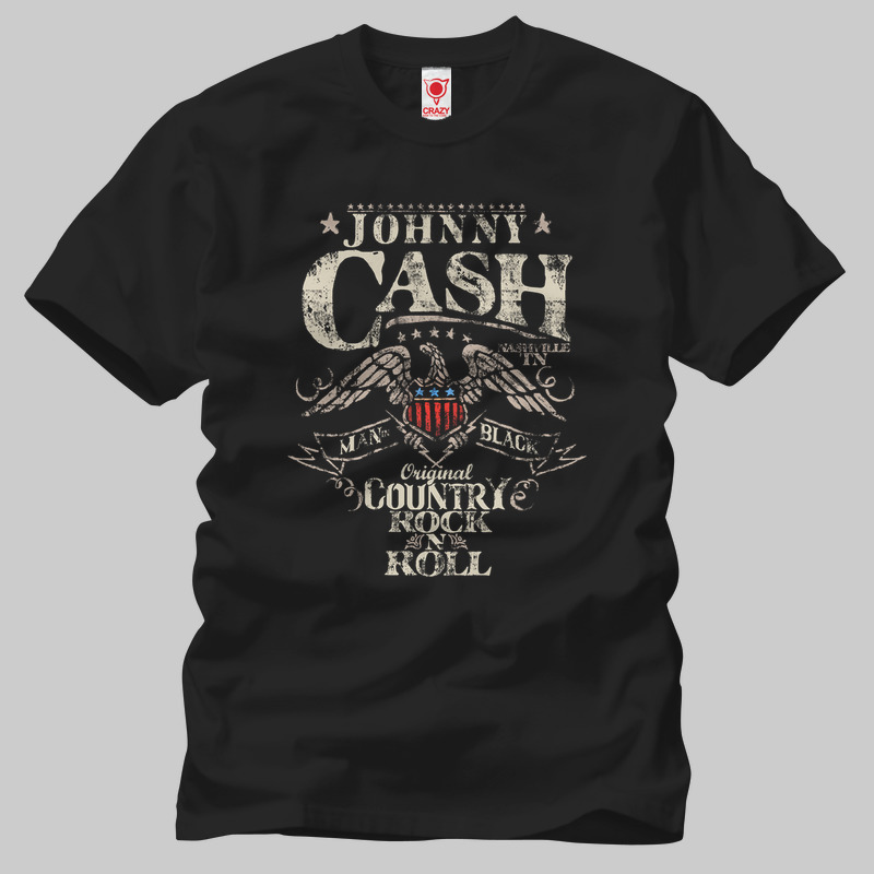 TSEC116501, Crazy, Johnny Cash Rock N Roll, Baskılı Erkek Tişört