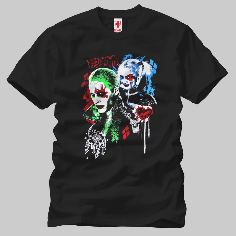 TSEC117501, Crazy, Suicide Squad: Harley And Joker, Baskılı Erkek Tişört