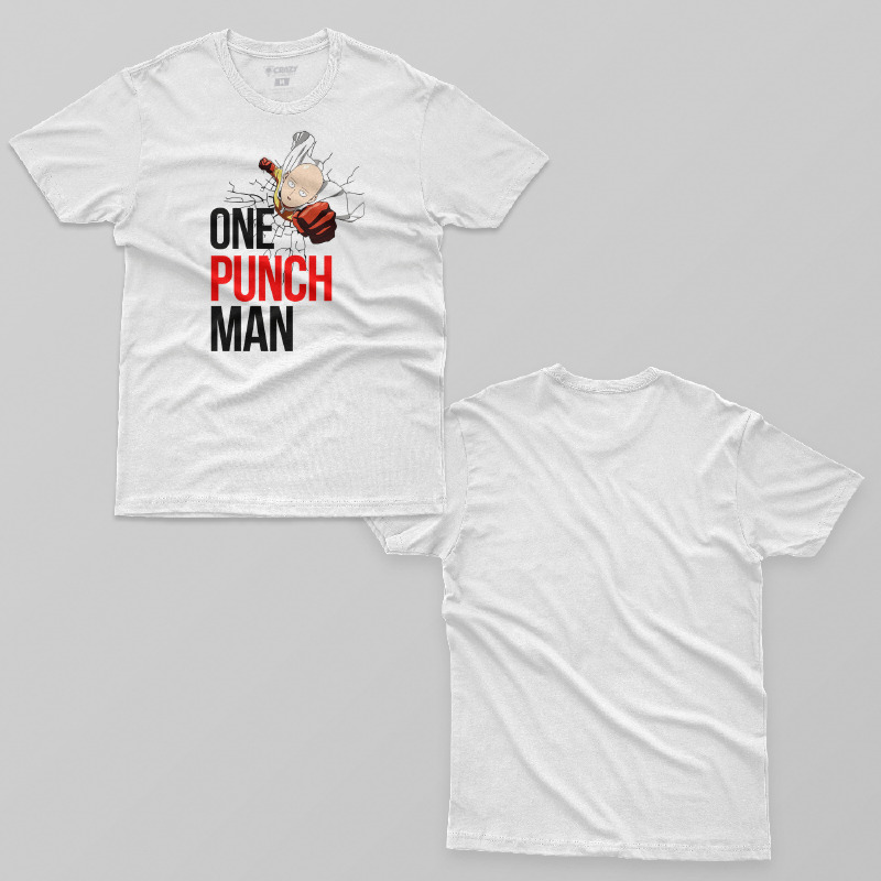 TSEC090706, Crazy, One Punch Man: Flying, Baskılı Erkek Tişört