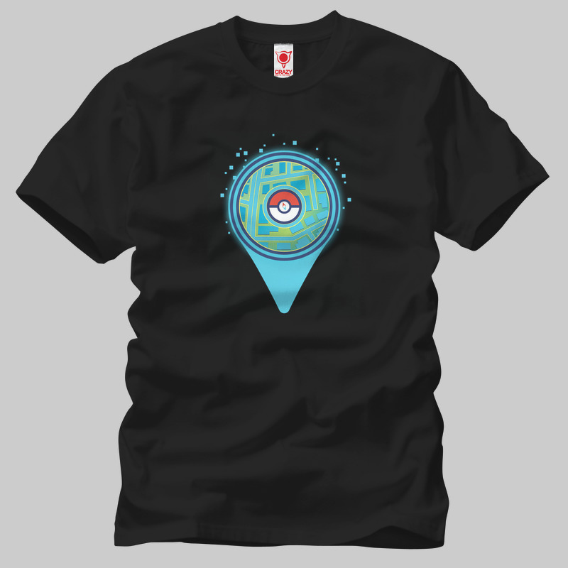 TSEC119001, Crazy, Pokemon Go Map, Baskılı Erkek Tişört