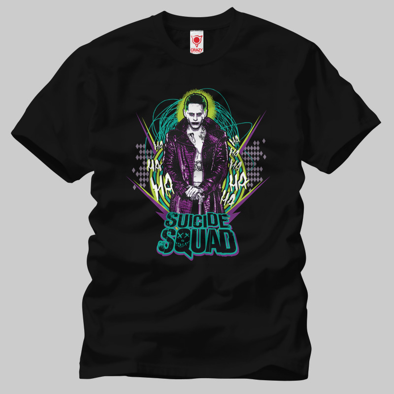 TSEC123901, Crazy, Suicide Squad: Joker Retro Rock Graphic, Baskılı Erkek Tişört