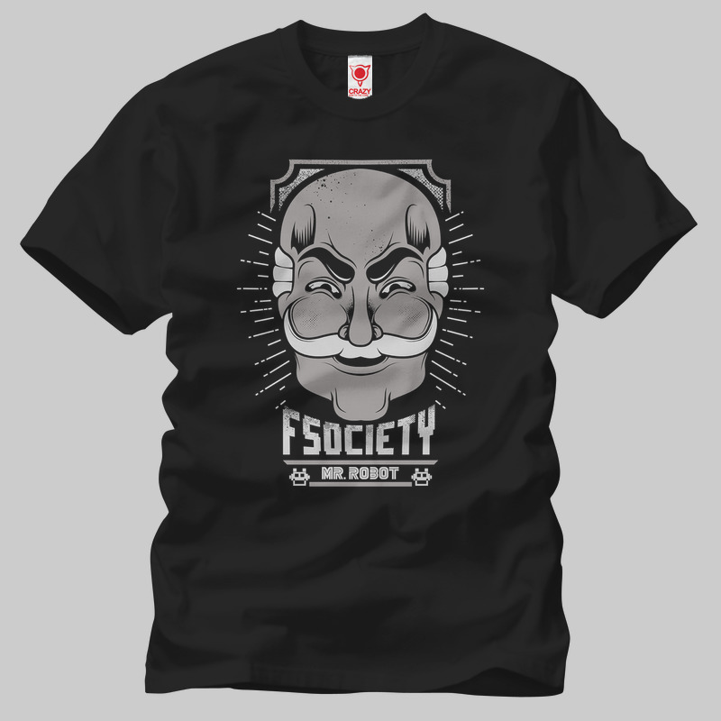 TSEC125801, Crazy, Mr. Robot: FSociety, Baskılı Erkek Tişört