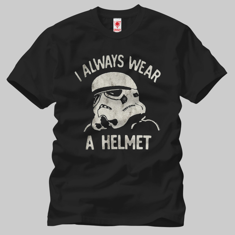 TSEC099201, Crazy, Star Wars: I Always Wear Helmet, Baskılı Erkek Tişört