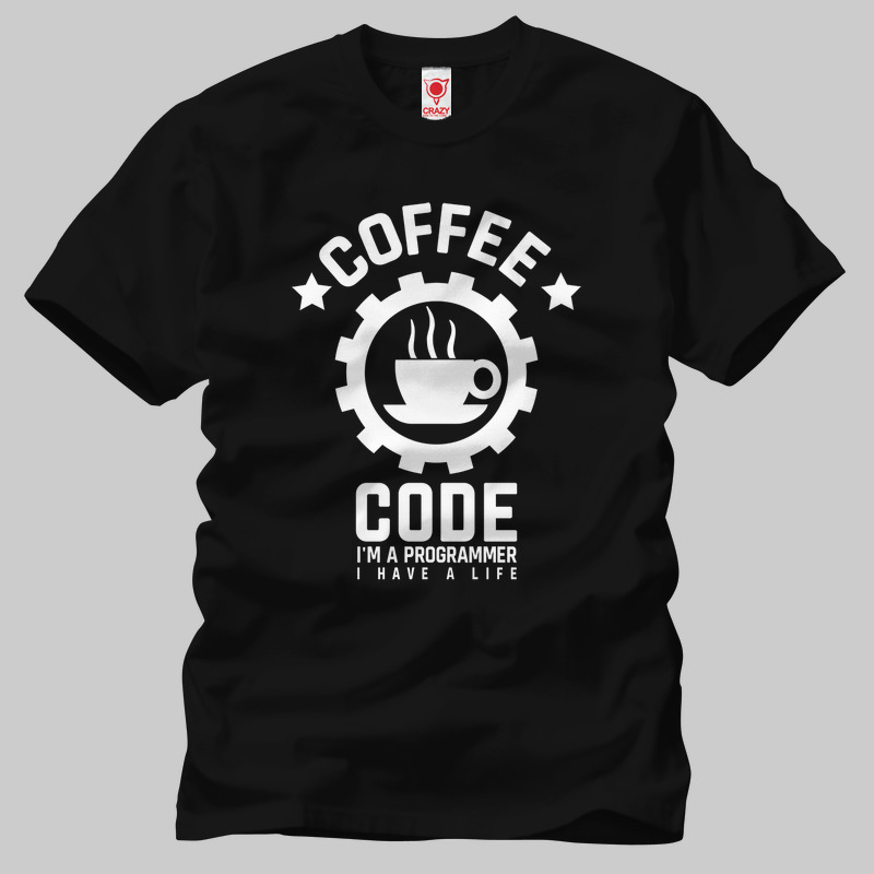 TSEC127701, Crazy, Coffee Code, Baskılı Erkek Tişört
