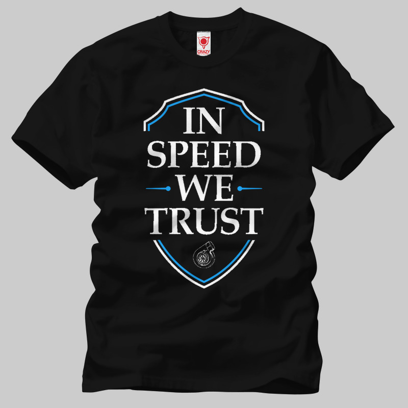 TSEC127901, Crazy, In Speed We Trust, Baskılı Erkek Tişört