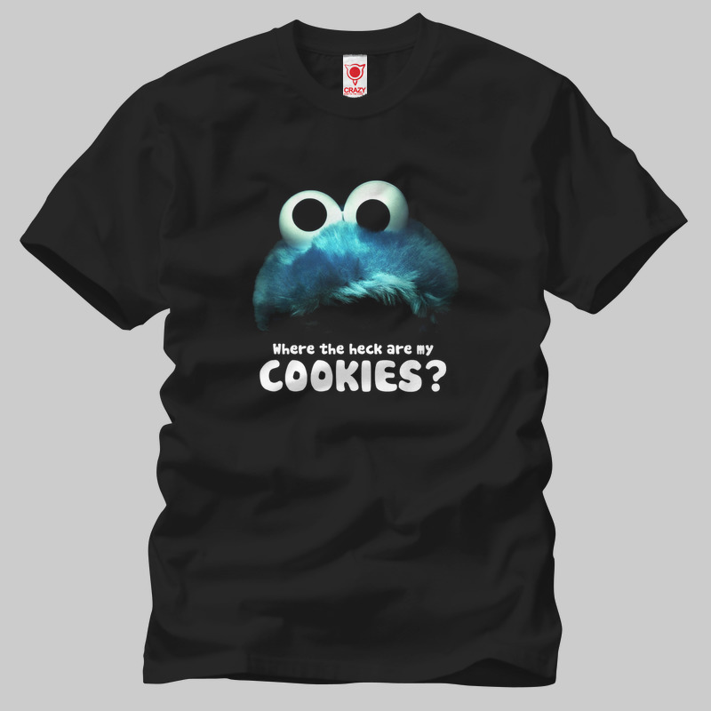 TSEC093201, Crazy, Cookie Monster: Where The Heck, Baskılı Erkek Tişört