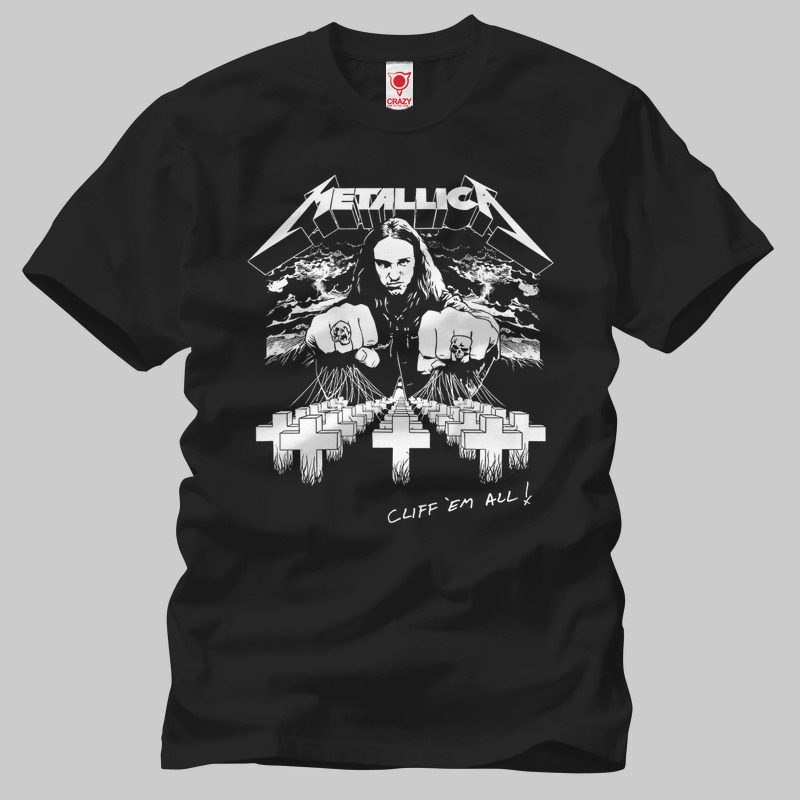 TSEC129501, Crazy, Metallica: Cliff Em All, Baskılı Erkek Tişört