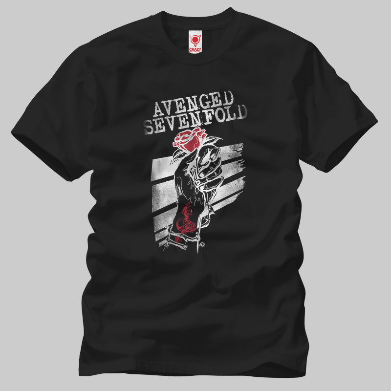 TSEC132701, Crazy, Avenged Sevenfold: Rose Hand, Baskılı Erkek Tişört