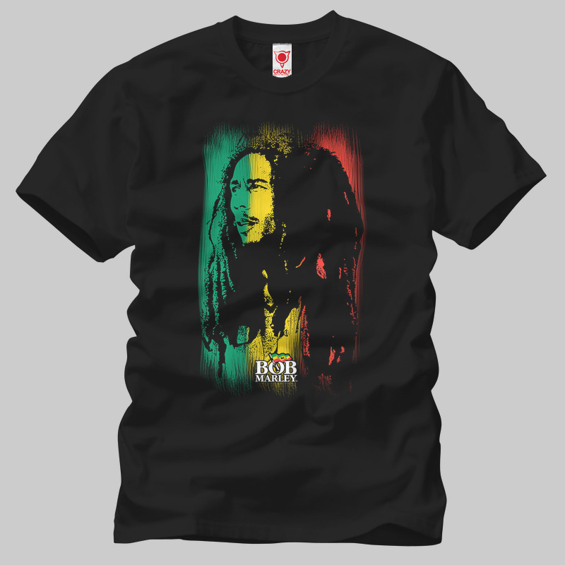 TSEC134001, Crazy, Bob Marley: Paint Stripe, Baskılı Erkek Tişört