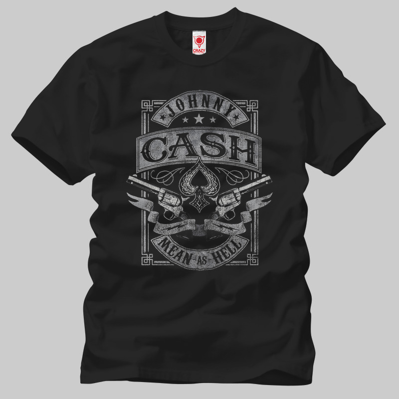 TSEC135601, Crazy, Johnny Cash: Mean As Hell, Baskılı Erkek Tişört