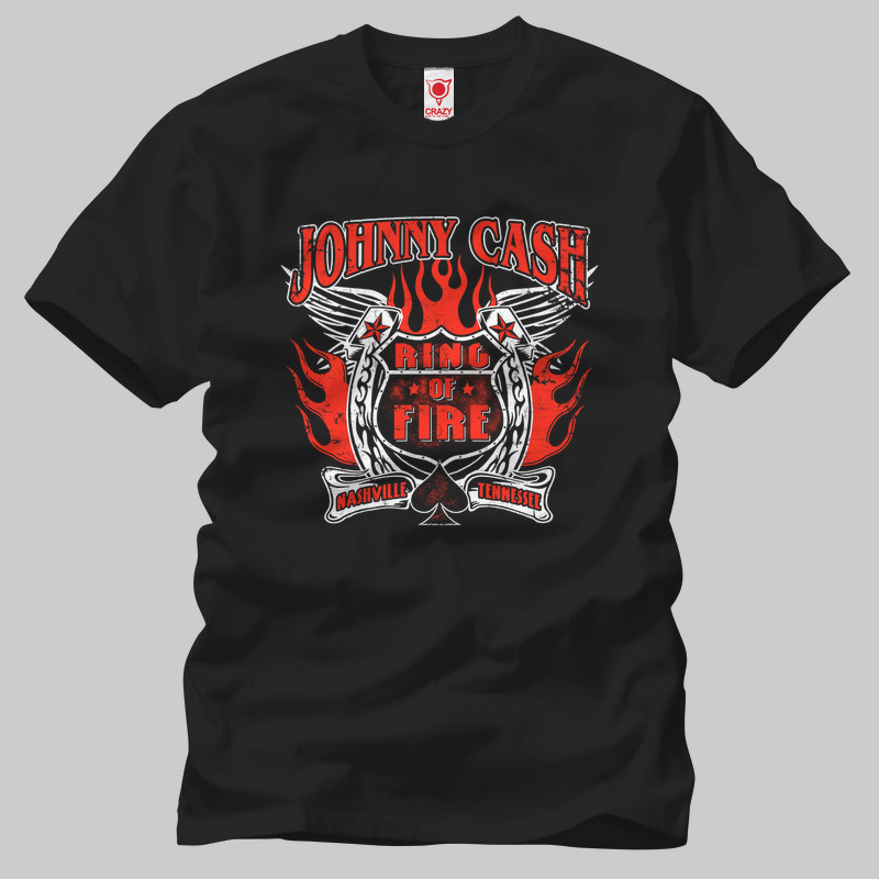 TSEC135801, Crazy, Johnny Cash: Ring Of Fire, Baskılı Erkek Tişört