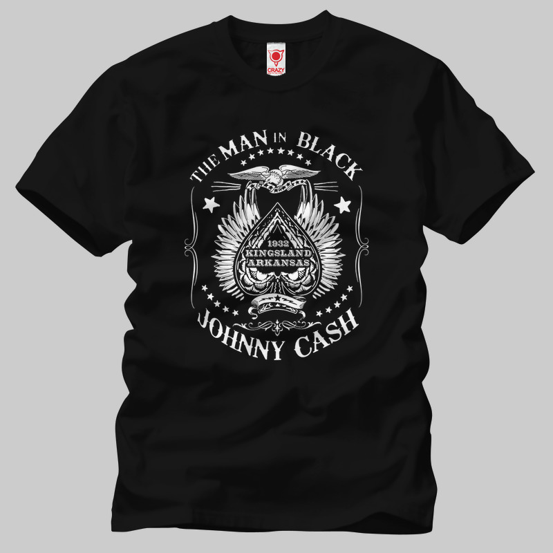TSEC135901, Crazy, Johnny Cash: The Man In Black, Baskılı Erkek Tişört