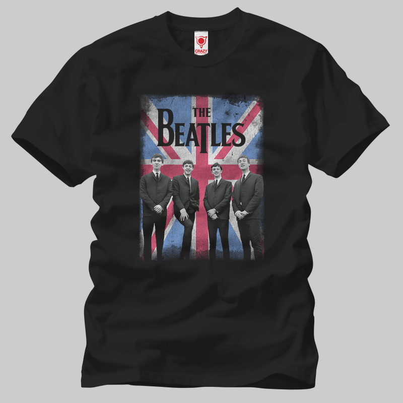 TSEC138701, Crazy, The Beatles: Union Jack Photo Distressed, Baskılı Erkek Tişört