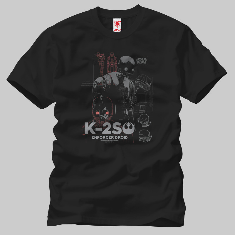 TSEC144301, Crazy, Star Wars: Rogue One K-2SO Blueprint, Baskılı Erkek Tişört