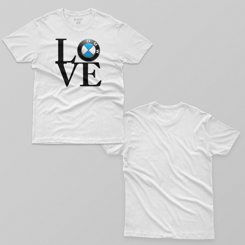 TSEC166506, Crazy, Bmw Love Logo, Baskılı Erkek Tişört