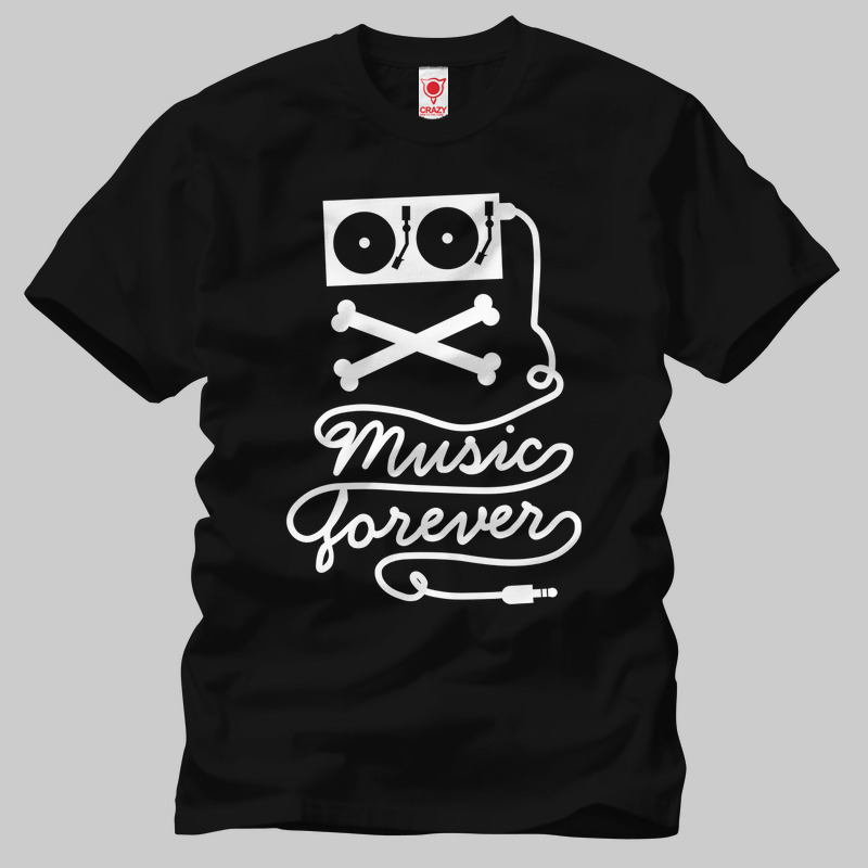 TSEC009801, Crazy, Music Forever, Baskılı Erkek Tişört