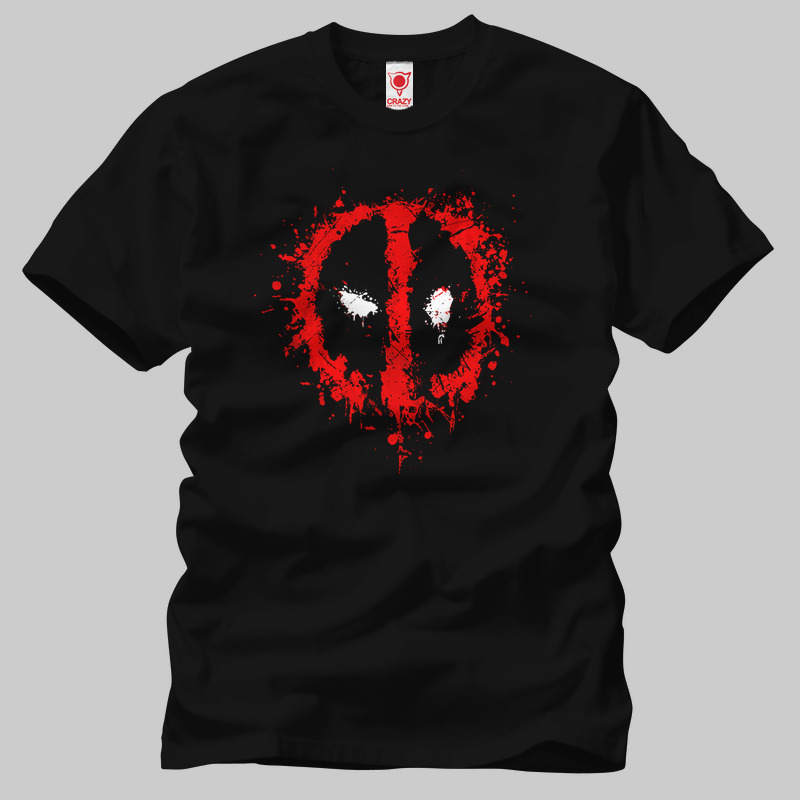 TSEC082801, Crazy, Deadpool Logo Face, Baskılı Erkek Tişört