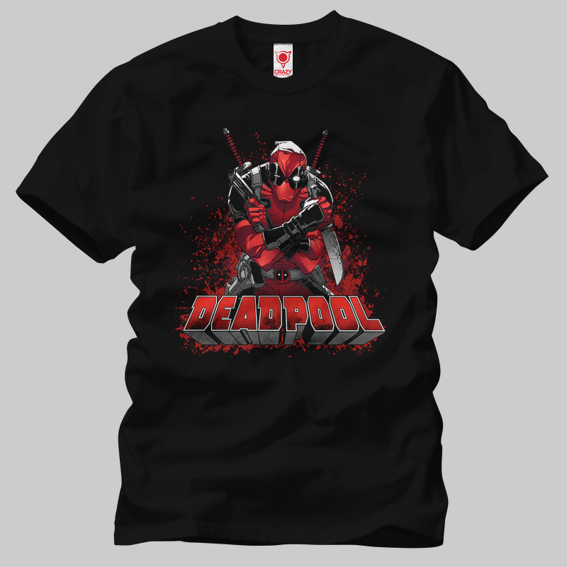 TSEC094301, Crazy, Deadpool Knife, Baskılı Erkek Tişört