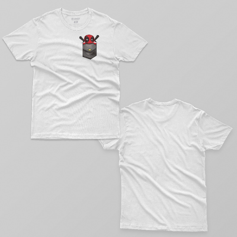 TSEC096706, Crazy, Deadpool Pocket, Baskılı Erkek Tişört