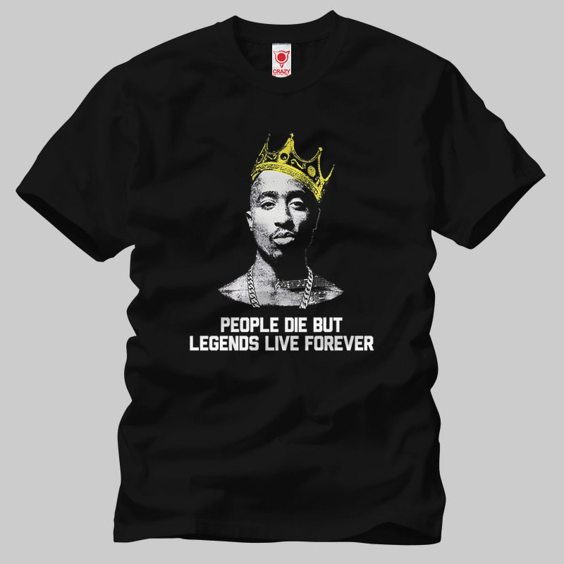 TSEC180301, Crazy, Tupac Shakur Legends Live Forever, Baskılı Erkek Tişört