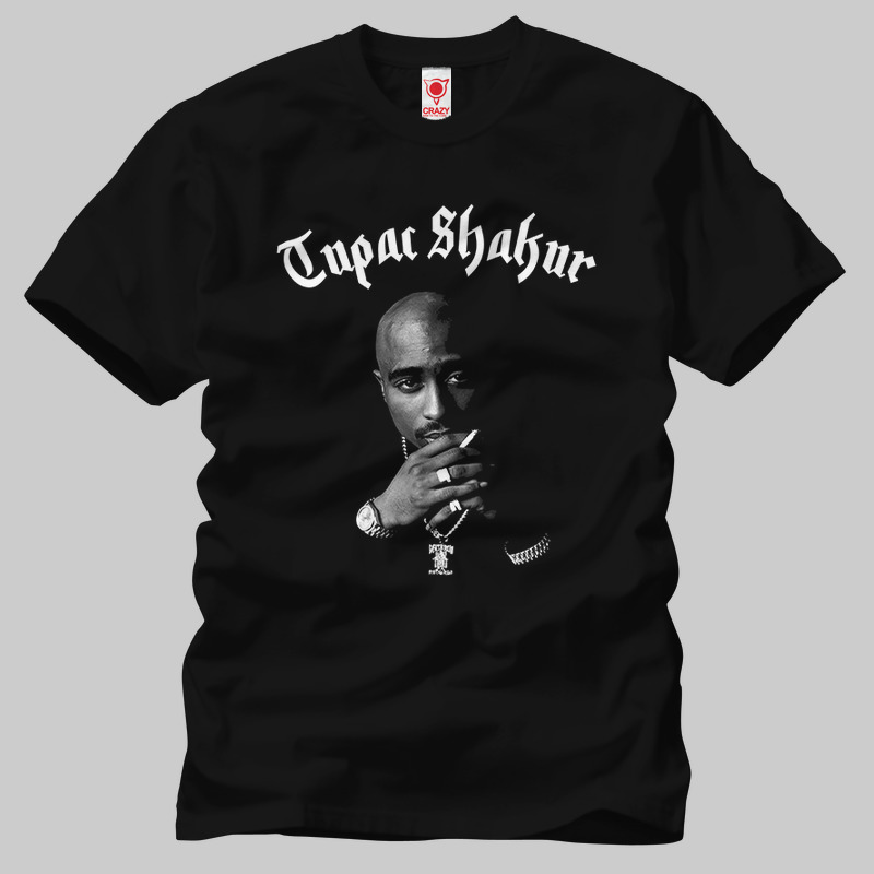 TSEC180401, Crazy, Tupac Shakur Shadow Portrait, Baskılı Erkek Tişört