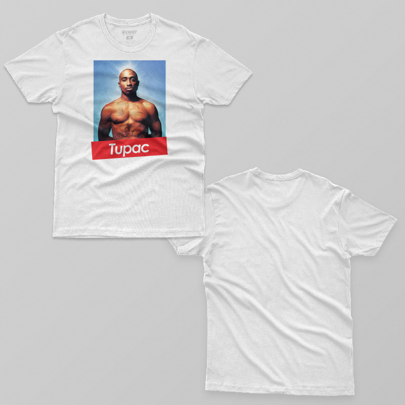 TSEC180506, Crazy, Tupac Shakur Supreme Logo, Baskılı Erkek Tişört