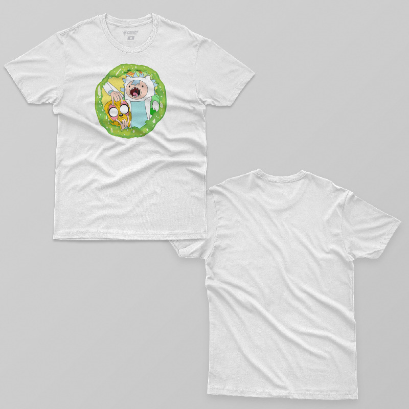 TSEC187706, Crazy, Rick And Morty Adventure Time, Baskılı Erkek Tişört