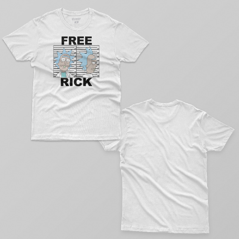 TSEC188106, Crazy, Rick And Morty Free Rick, Baskılı Erkek Tişört