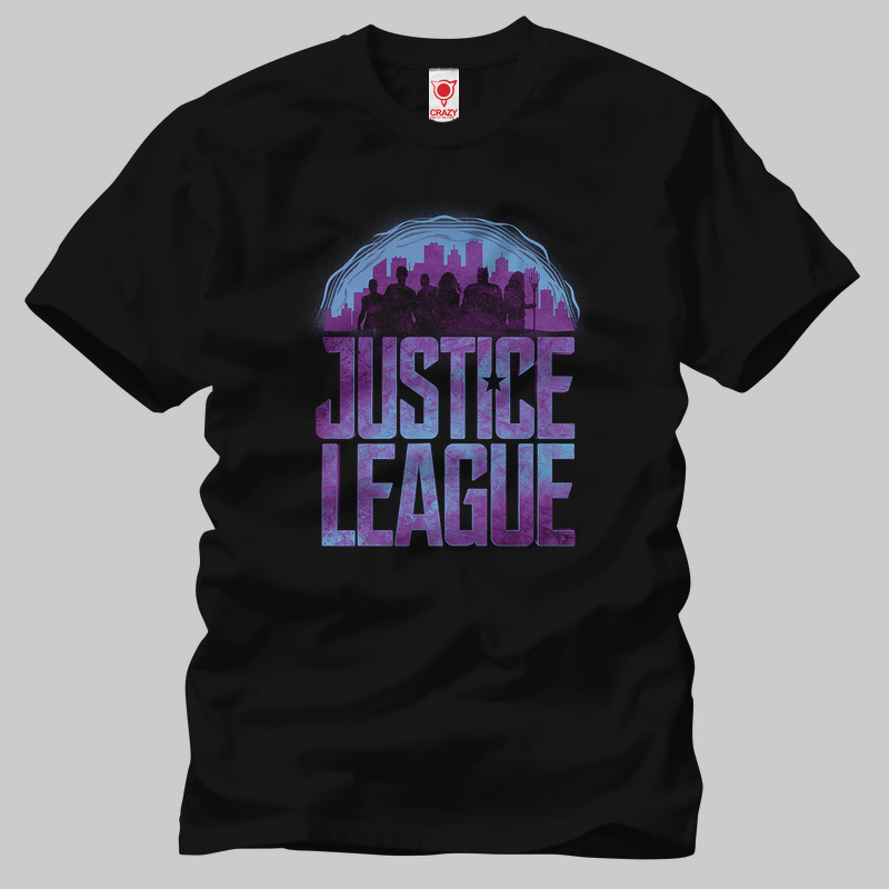 TSEC190101, Crazy, Justice League City Silhouette, Baskılı Erkek Tişört