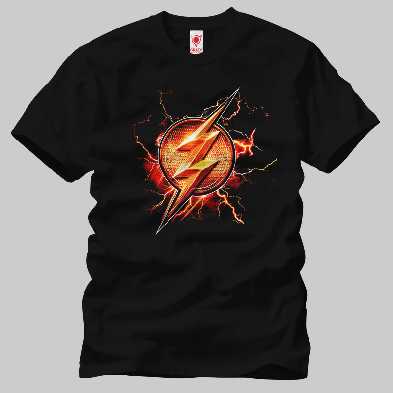 TSEC190201, Crazy, Justice League Flash Logo, Baskılı Erkek Tişört