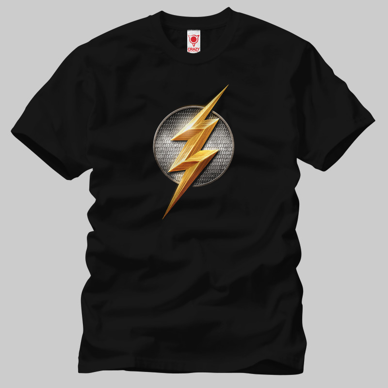 TSEC191001, Crazy, Justice League The Flash Metallic Bolt Symbol, Baskılı Erkek Tişört