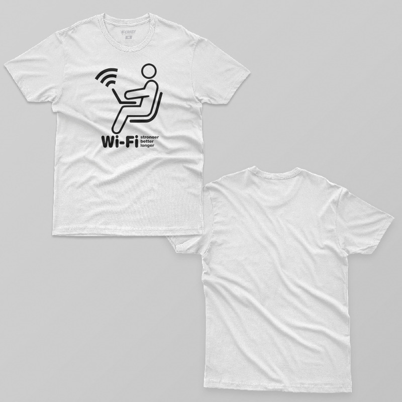 TSEC000806, Crazy, Wi-Fi, Baskılı Erkek Tişört