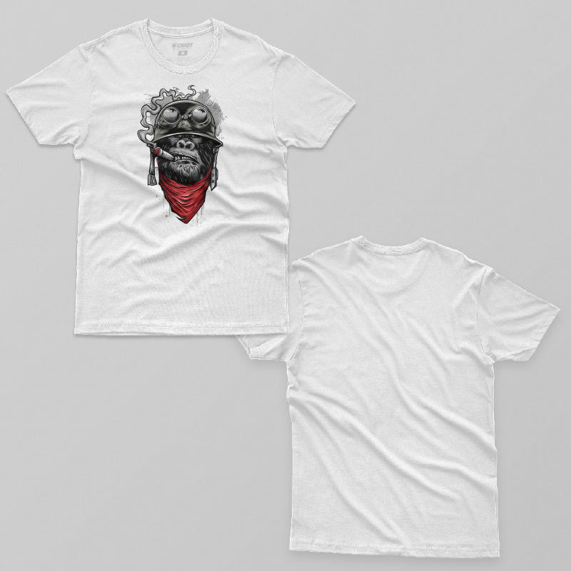 TSEC192406, Crazy, Ape Soldier, Baskılı Erkek Tişört