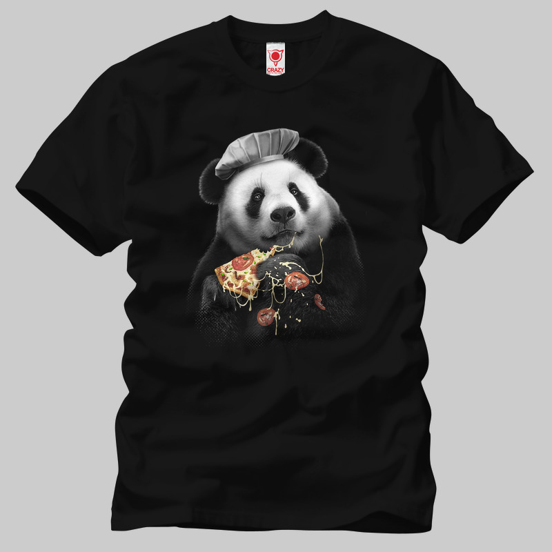 TSEC192901, Crazy, Panda Loves Pizza, Baskılı Erkek Tişört