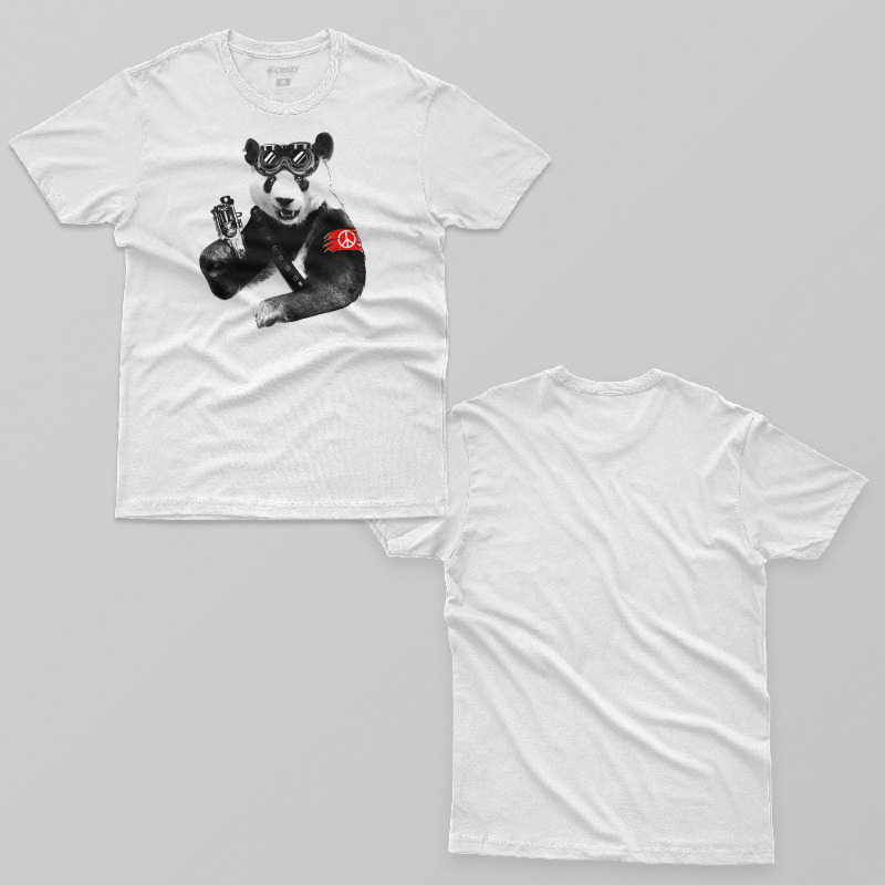 TSEC193006, Crazy, Panda Rebel, Baskılı Erkek Tişört